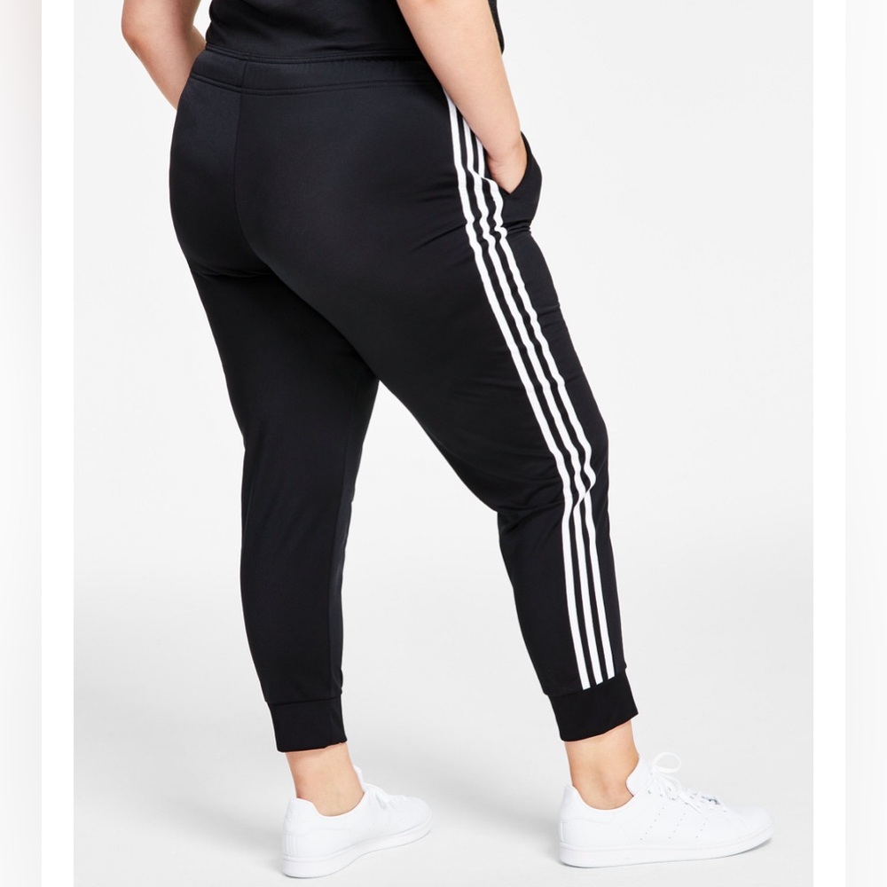 •Essential Tricot• Black & White Three Stipe Adidas Track Pants - Picture 4 of 5